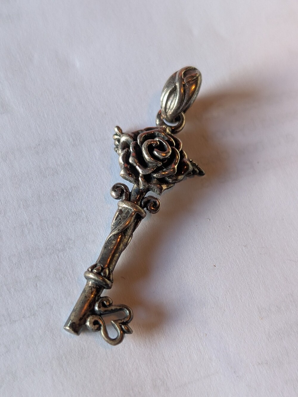 Sterling Silver 3D Handmade Rose Key Pendant – Open the Door to Her Heart